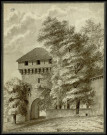 [Tour du château de Gray, vue prise de l'extérieur] [dessin] / Alexandre Lapret , [Gray] : [A. Lapret], [vers 1820]