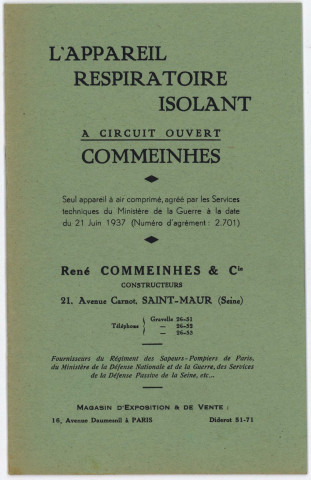 Défense passive : pièces comptables. Taxes de sécurité ; Acquisition de matériel d'incendie ; Installation de sirènes ; Postes téléphoniques ; Construction de tranchées permanentes ou de circonstance, d'abris scolaires, d'abris publics dans les caves des bâtiments ; Fournitures et travaux pour les postes de secours et services sanitaires ; Prévisions, approbations ou engagements de dépenses, travaux, factures.