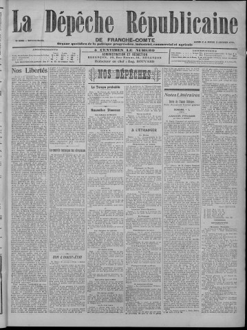 02/01/1911 - La Dépêche républicaine de Franche-Comté [Texte imprimé]