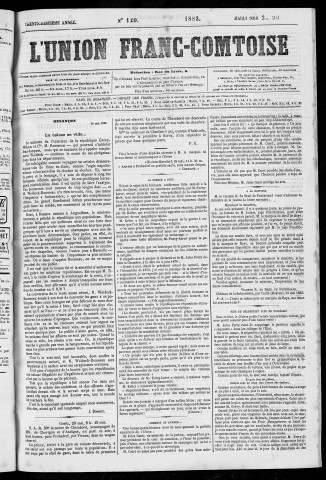 22/05/1883 - L'Union franc-comtoise [Texte imprimé]
