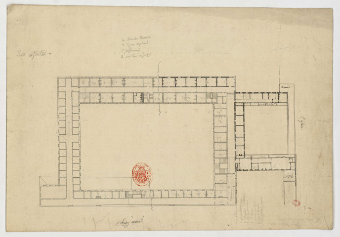 Plan d'un bâtiment barlong [Dessin] , 1750/1799