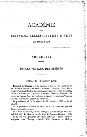 01/01/1891 - Procès-verbaux des séances [Texte imprimé] /