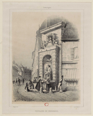Fontaine de Ronchaux [image fixe] : Besançon / Ravignat del et lith.  ; Imp. lith. de Valluet Jne : lithographe Valluet jeune, 1800-1899