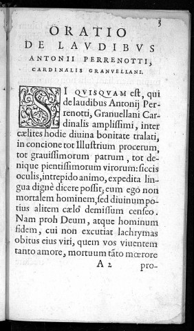 Joan. Baptistae Sacci oratio de laudibus Antonii Perrenotti cardinalis Granvellani, ad ejus funus parata, sed non habita