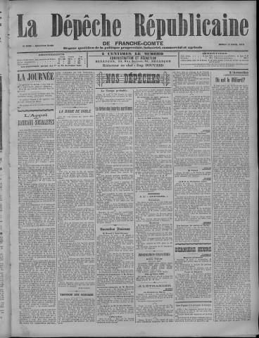 12/04/1910 - La Dépêche républicaine de Franche-Comté [Texte imprimé]