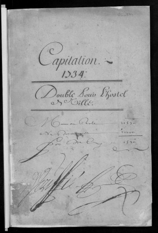 Registre de Capitation pour l'année 1734