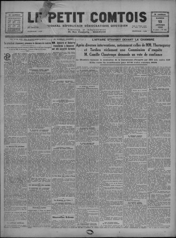 13/01/1934 - Le petit comtois [Texte imprimé] : journal républicain démocratique quotidien