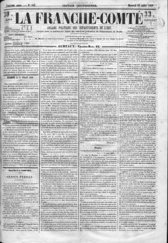 13/07/1859 - La Franche-Comté : organe politique des départements de l'Est