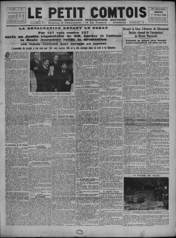 01/10/1936 - Le petit comtois [Texte imprimé] : journal républicain démocratique quotidien