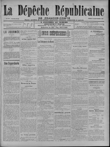 14/09/1907 - La Dépêche républicaine de Franche-Comté [Texte imprimé]
