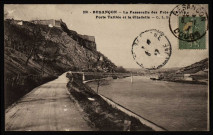 Besançon - La Passerelle des Près-de-Vaux - Porte Taillée et la Citadelle - C.L.B. [image fixe] , Besançon : Phototypie artistique de l'Est C. Lardier, Besançon (Doubs), 1904/1930