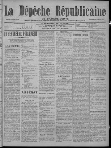 11/01/1911 - La Dépêche républicaine de Franche-Comté [Texte imprimé]