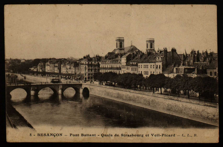 Besançon-les-Bains. Pont Battant. Quais de Strasbourg et Veil-Picard [image fixe] , Besançon : Phototypie artistique de l'Est C. Lardier, 1915/1916
