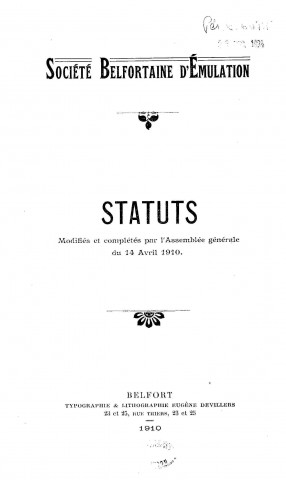 02/01/1910 - Bulletin de la Société belfortaine d'émulation [Texte imprimé]