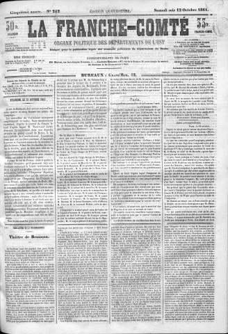 12/10/1861 - La Franche-Comté : organe politique des départements de l'Est