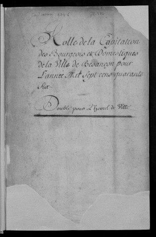 Registre de Capitation pour l'année 1746