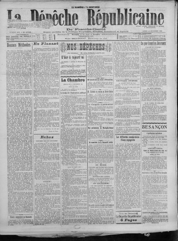 12/12/1921 - La Dépêche républicaine de Franche-Comté [Texte imprimé]