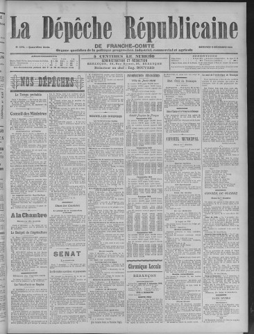 08/12/1909 - La Dépêche républicaine de Franche-Comté [Texte imprimé]