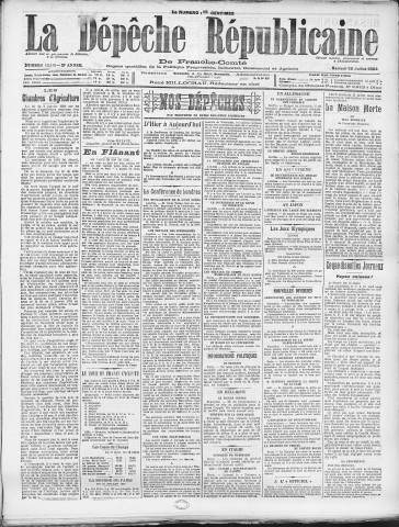 19/07/1924 - La Dépêche républicaine de Franche-Comté [Texte imprimé]