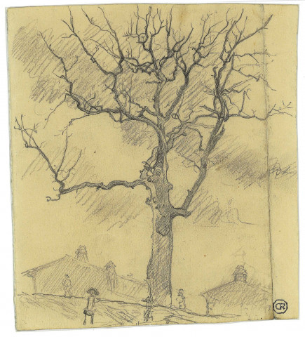 Le chêne de Goethe, dessin de Léon Delarbre