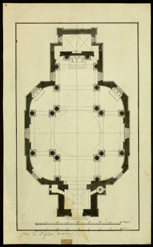 Plan de l'église de Voray (Haute-Saône). 8 toises /accounts/mnesys_besancon/datas/ / Nicolas Nicole , [S.l.] : [N. Nicole], [1770 env.]