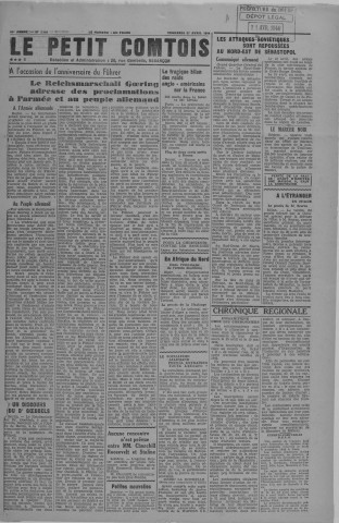21/04/1944 - Le petit comtois [Texte imprimé] : journal républicain démocratique quotidien