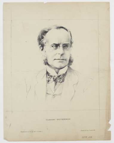 Clément Duvernoy [image fixe]  / Dessin de Luc Franceschi , Besançon : Supplément au n° 532 des "Gaudes", 1890/1900