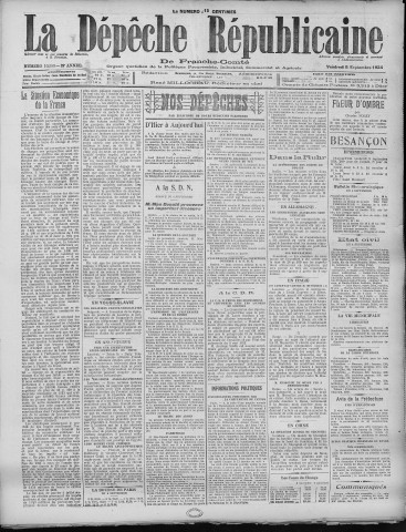05/09/1924 - La Dépêche républicaine de Franche-Comté [Texte imprimé]