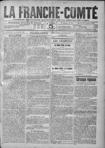 27/10/1891 - La Franche-Comté : journal politique de la région de l'Est