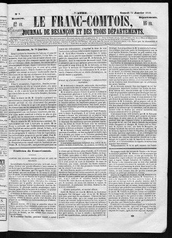 31/01/1846 - Le Franc-comtois - Journal de Besançon et des trois départements