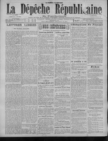29/07/1921 - La Dépêche républicaine de Franche-Comté [Texte imprimé]