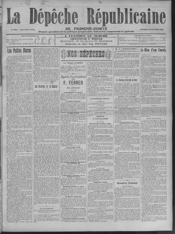 15/10/1909 - La Dépêche républicaine de Franche-Comté [Texte imprimé]
