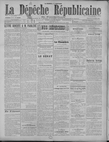 11/11/1922 - La Dépêche républicaine de Franche-Comté [Texte imprimé]
