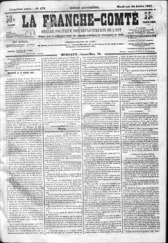 30/07/1861 - La Franche-Comté : organe politique des départements de l'Est