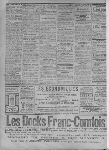 31/12/1914 - La Dépêche républicaine de Franche-Comté [Texte imprimé]