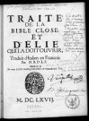 Traité de la Bible close, et d'Elie qui la doit ouvrir trad. de l'italien en français par N. B. D. L. F.