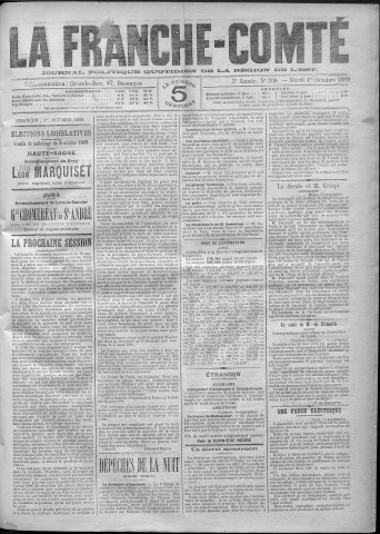 01/10/1889 - La Franche-Comté : journal politique de la région de l'Est