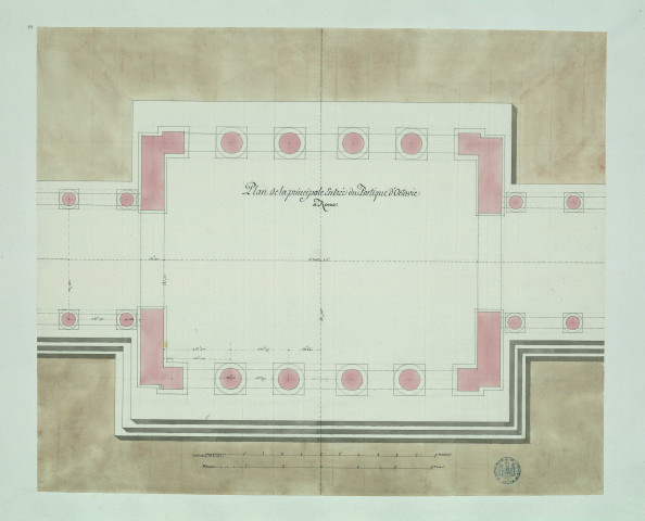 Plan de la principale entrée du portique d'Octavie à Rome / Pierre-Adrien Pâris , [S.l.] : [P.-A. Pâris], [1700 -1800]