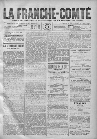 21/08/1888 - La Franche-Comté : journal politique de la région de l'Est