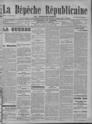 09/09/1914 - La Dépêche républicaine de Franche-Comté [Texte imprimé]