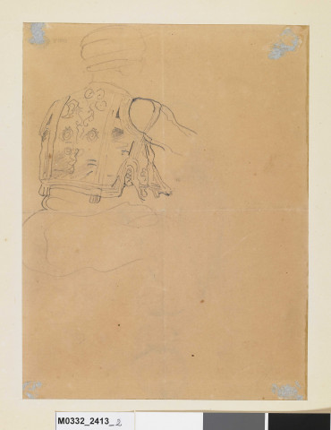 Étude d’homme en costume oriental de profil (recto) ; étude d’homme vu de dos portant un gilet brodé (verso)