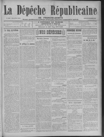 22/11/1909 - La Dépêche républicaine de Franche-Comté [Texte imprimé]