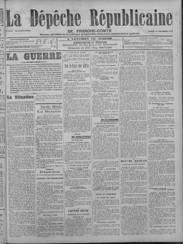 12/12/1914 - La Dépêche républicaine de Franche-Comté [Texte imprimé]