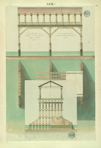 Etude du pont de bois construit à Bassano sur la rivière de la Brenta en 1570 par Palladio : plan et élévation / Pierre-Adrien Pâris , [S.l.] : [P.-A. Pâris], [1700-1800]