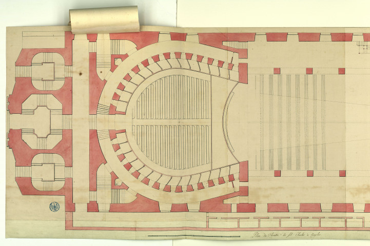 Plan du théâtre de Saint-Charles à Naples / Pierre-Adrien Pâris , [S.l.] : [P.-A. Pâris], [1700-1800]