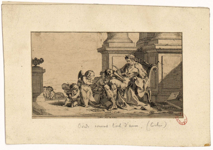 Ovide écrivant "L'art d'aimer" [image fixe] / C. Cochin filius inv. et sculp. , 1715/1790