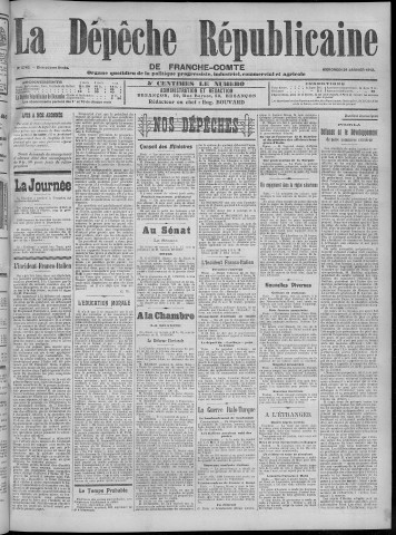 24/01/1912 - La Dépêche républicaine de Franche-Comté [Texte imprimé]