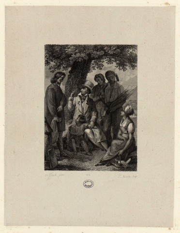 Des paysans écoutent le savoir sous un arbre [image fixe] / Vafflard pinx, P. Adam sculp , 1750/1790