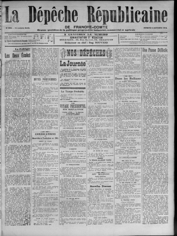 08/10/1913 - La Dépêche républicaine de Franche-Comté [Texte imprimé]