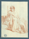 Jeune homme assis : la main droite tenant un cierge allumé, la main gauche sur la poitrine ; assis de trois quarts à droite, le visage regardant à terre légèrement à gauche / François-André Vincent , [S.l.] : [F.-A. Vincent], [1700-1800]